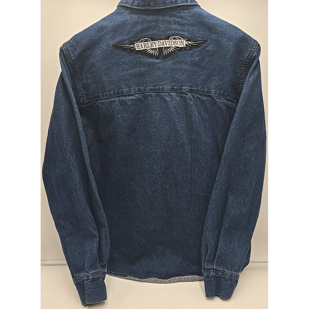 Vtg Original Harley Davidson Women's Jacket L Denim Biker Motorcycle Y2K - Picture 2 of 9